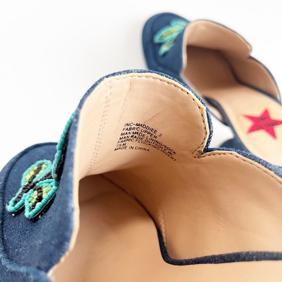 Anna Sui x INC | Denim Beaded Floral Rose Heeled Mules | 7.5 - Picture 7 of 8